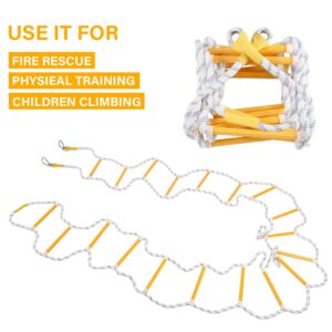 EMEKIAN Emergency Fire Escape Ladder Flame Resistant Safety Extension Rope Ladder with 2 Hooks, 2 Story Homes Reusable Compact Portable External Ladder (2 M / 6.6 FT)