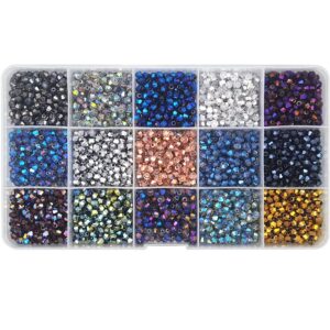 inspirelle approx 2400pcs 4mm electroplated multicolor bicone beads for jewelry bracelet making bulk faceted crystal glass briolette beads