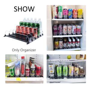 NagTour Drink Organizer for Fridge - Soda Dispenser Display with Smooth and Fast Pusher Glide - Width Adjustable (5, 38CM)