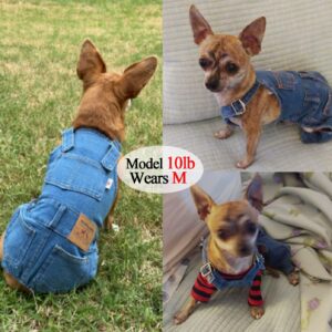 Dog Shirts Clothes Denim Overalls, Pet Jeans Onesies Apparel, Puppy Jean Jacket Sling Jumpsuit Costumes, Fashion Comfortable Blue Pants Clothing for Small Medium Dogs Cats Boy Girl (Blue, Large)