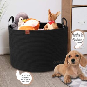 GOCAN Extra Large Storage Laundry Basket 22" X 22"X 14" Cotton Rope Woven Basket for Blanket Basket with Handles for Living Room Toys Storage XXXL (Pure Blk)