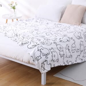 Sviuse Cat Blanket Twin Size Blanket Cat Gifts for Cat Lovers Soft Flannel White Cats Pattern Throw for Girls Women Kids (60" X 80", Cat 2)