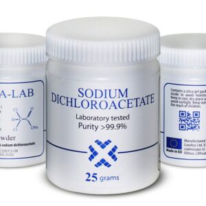 DCA - Sodium Dichloroacetate 25g Powder, Purity >99.9%, Made in Europe, by DCA-LAB, Certificate of Analysis Included, Tested in a Certified Laboratory, Buy Directly from Manufacturer, 0.9oz