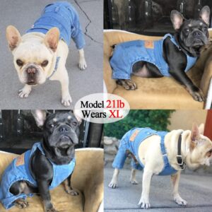 Dog Shirts Clothes Denim Overalls, Pet Jeans Onesies Apparel, Puppy Jean Jacket Sling Jumpsuit Costumes, Fashion Comfortable Blue Pants Clothing for Small Medium Dogs Cats Boy Girl (Blue, Large)