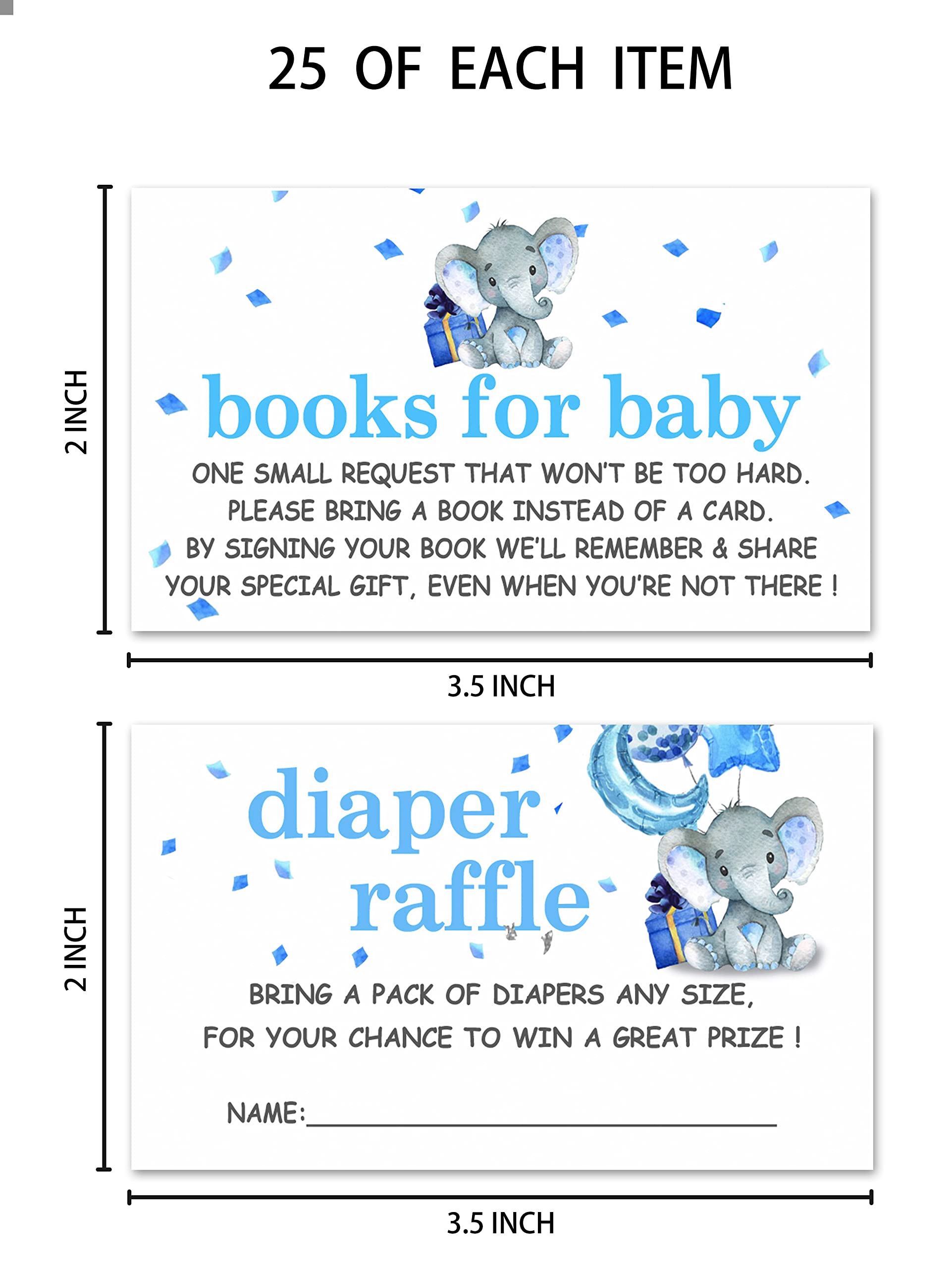 Baby Shower Invitation Set, Fill In Invites Cards, Books For Baby, Diaper Raffle, Thank You, Baby Shower, Each Design 25 Cards & Envelopes (Total 100 Cards) – (bb006-taozhuang)