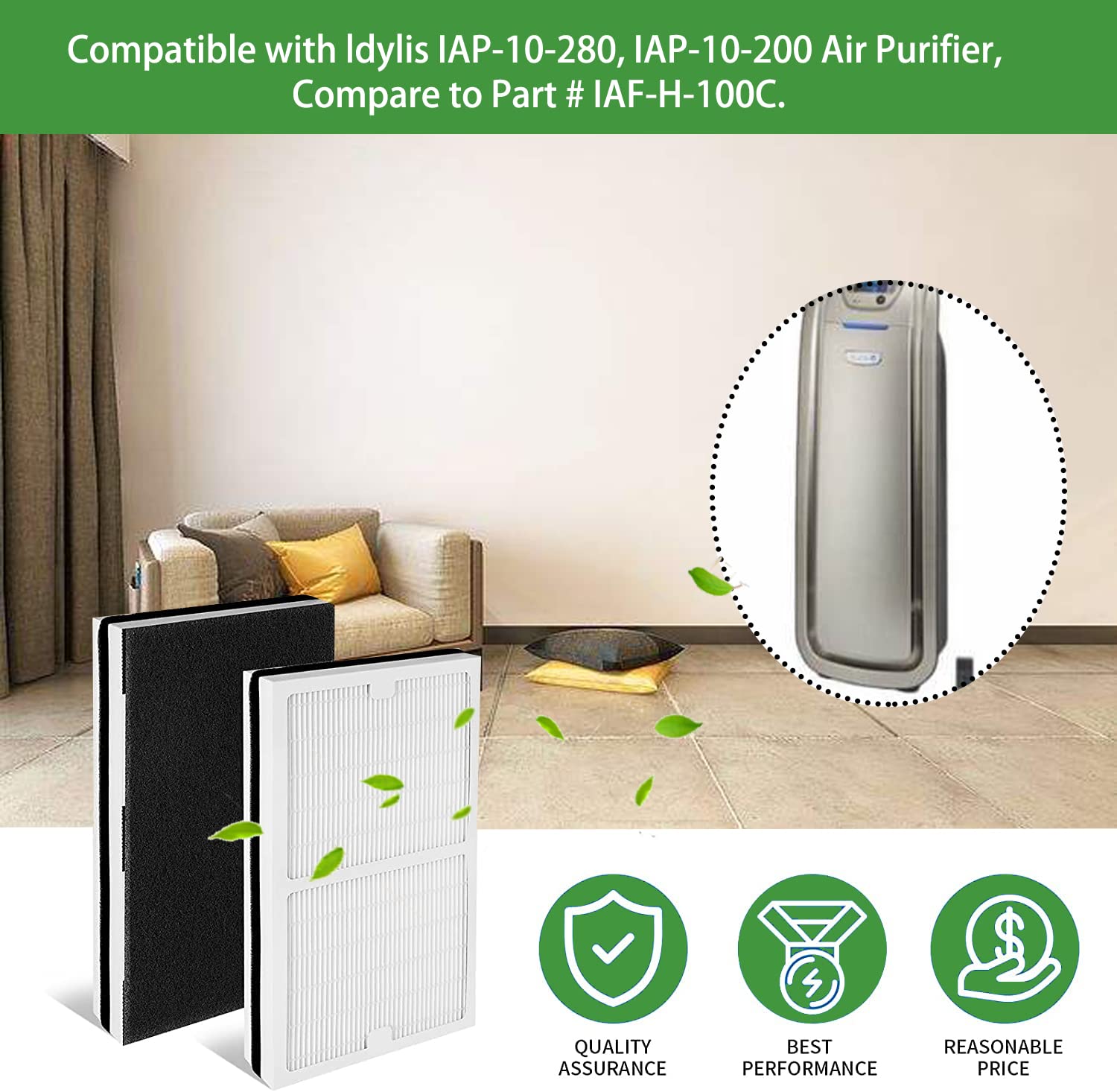 I clean Replacement Idylis Air Purifier Filters C,2 HEPA Filters&4 Carbon Filters Set Compatible with Idylis Air Purifiers IAP-10-200, IAP-10-280, Model # IAF-H-100C