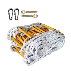 qweasdf fire escape ladder, flame resistant safety rope ladder, emergency fire ladder, with buckle, fast to deploy in fire, reusable, sturdy and strong, for home, office, outdoor,5m/16.4ft