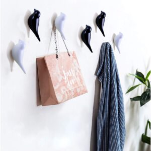 2PCS Bird Coat Hook Wood Wall Hook Wooden Coat Hanger Wall Mounted Art Decor for Hanging Towels Hat Rack in Entryway Bathroom Kitchen (2PCSBLACK)