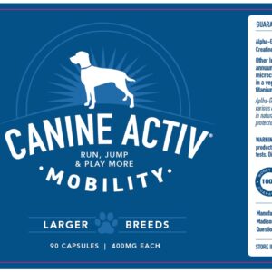 CANINE ACTIV - Dog Joint Pain Relief Activity-Induced Capsules, Dog Joint Supplement Large Breed, Hip and Joint Supplement, Dog Joint Pills for Fast Relief from Activity-Induced Pain - 90 Ct