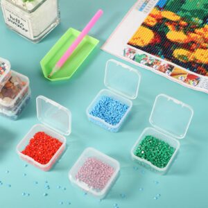 SATINIOR 24 Packs Small Clear Plastic Beads Storage Containers Box with Hinged Lid for Storage of Small Items, Crafts, Jewelry, Hardware (1.7 x 1.7 x 0.8 Inches)