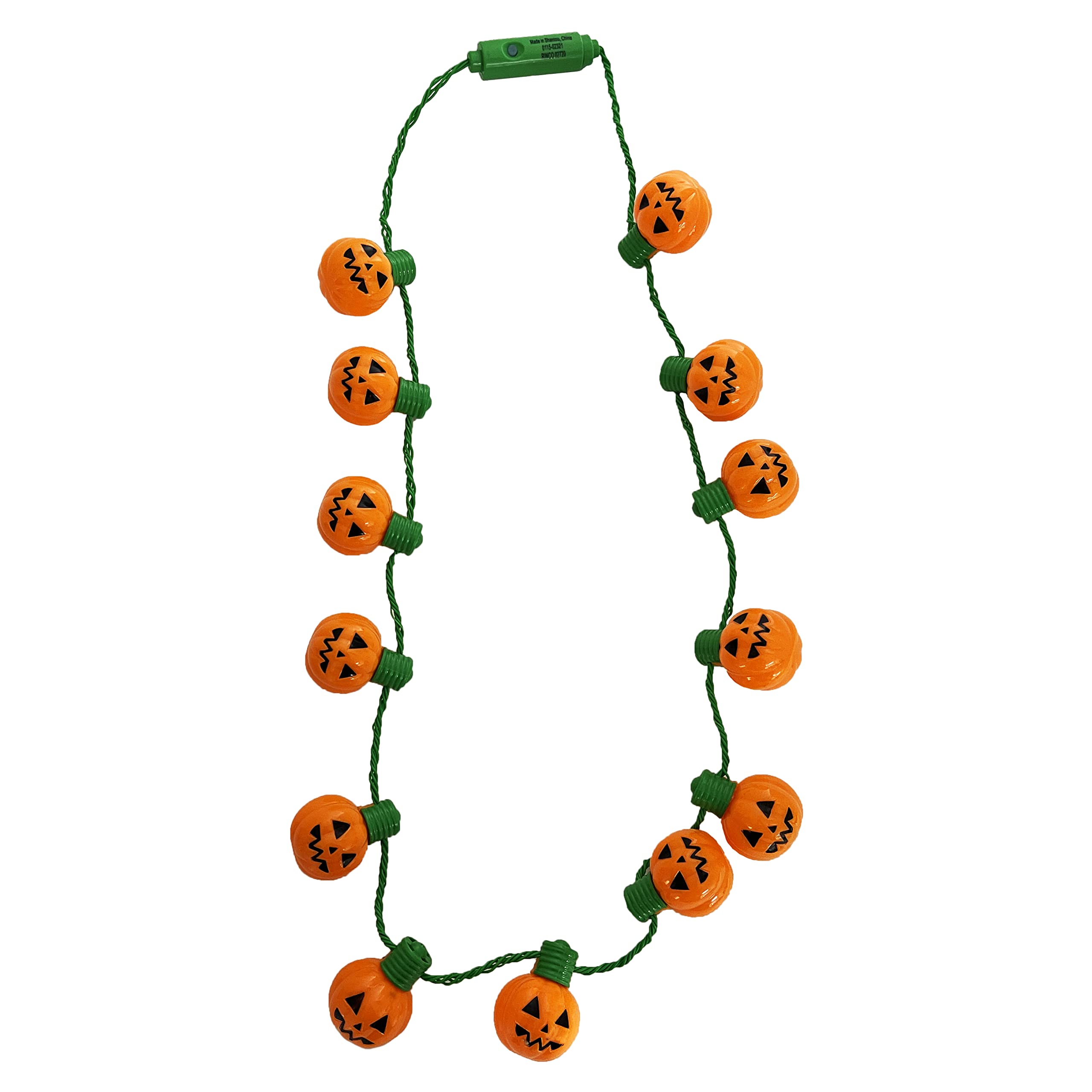 The Dreidel Company Halloween Necklace Light-Up Colorful Necklace, Costume Accessory, Spooky Party Favor, 25" Necklace (Spooky Pumpkin Necklace, Single)