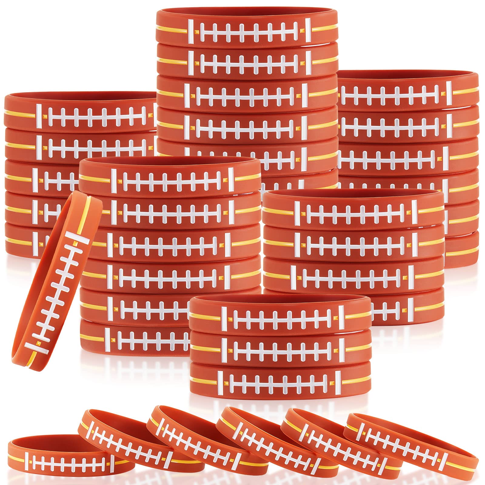 Zhanmai Football Silicone Wristbands Party Favors Football Stretch Sport Themed Supplies(36 Pieces)