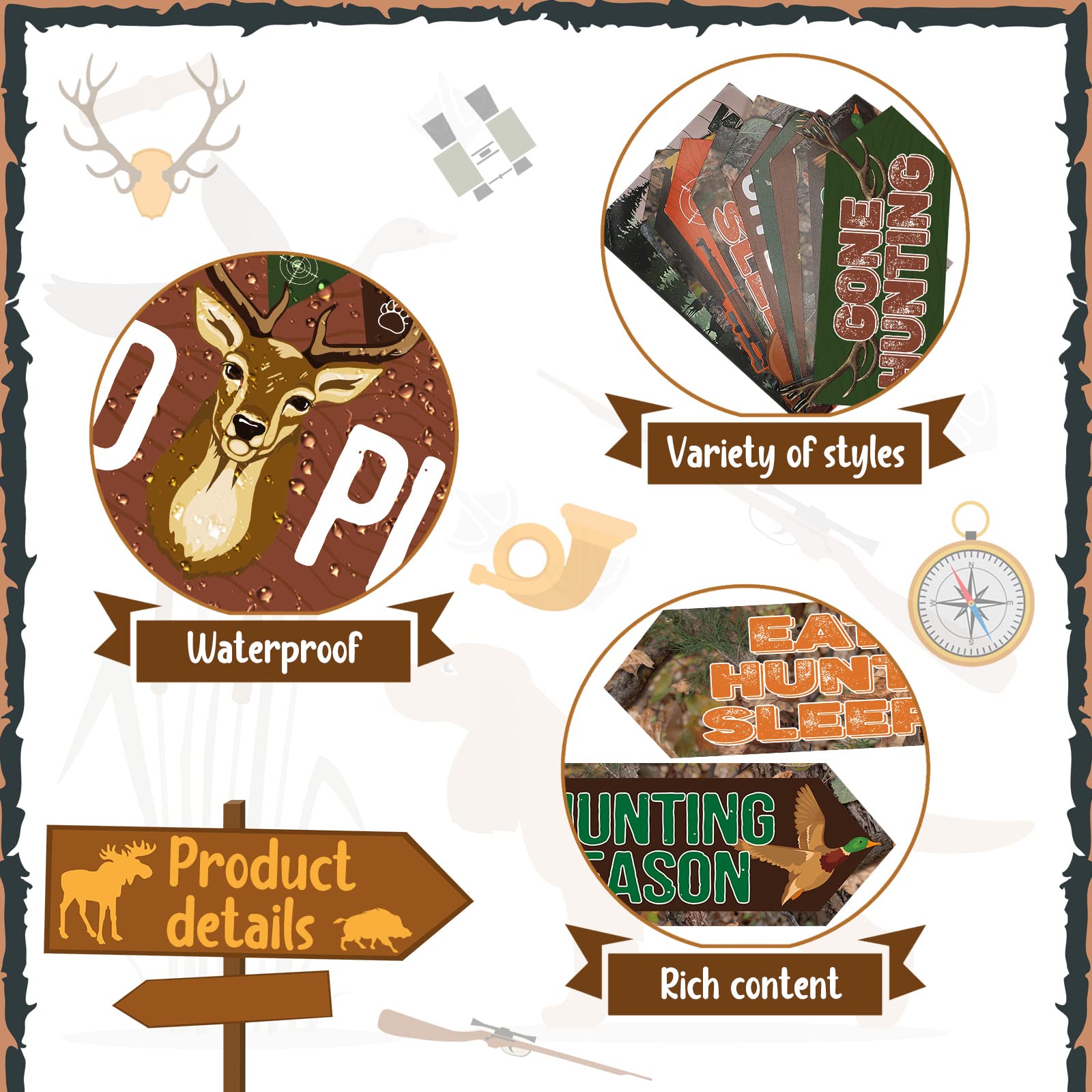 20 Pieces Hunting Party Sign Gone Hunting Party Themed Directional Sign Deer Hunting Camo Cutouts Welcome Yard Sign for Birthday Party Supplies Photo Props Backdrop Decoration