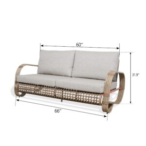 Ulax furniture Outdoor Sectional Conversation Loveseat Set Patio Furniture for Indoor/Outdoor Use