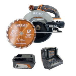 RIDGID 18V Cordless 6-1/2 in. Circular Saw Kit with (1) 4.0 Ah Battery and Charger