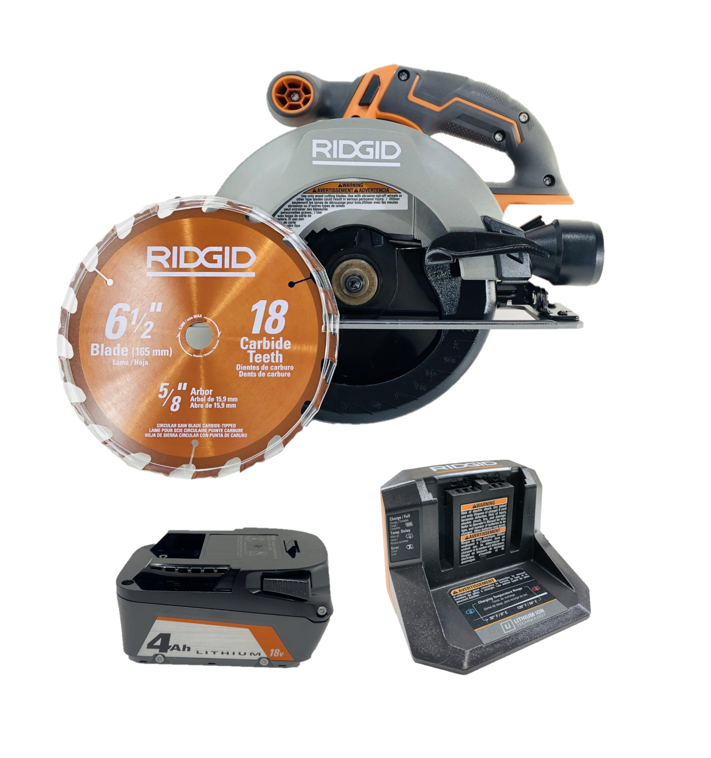 RIDGID 18V Cordless 6-1/2 in. Circular Saw Kit with (1) 4.0 Ah Battery and Charger