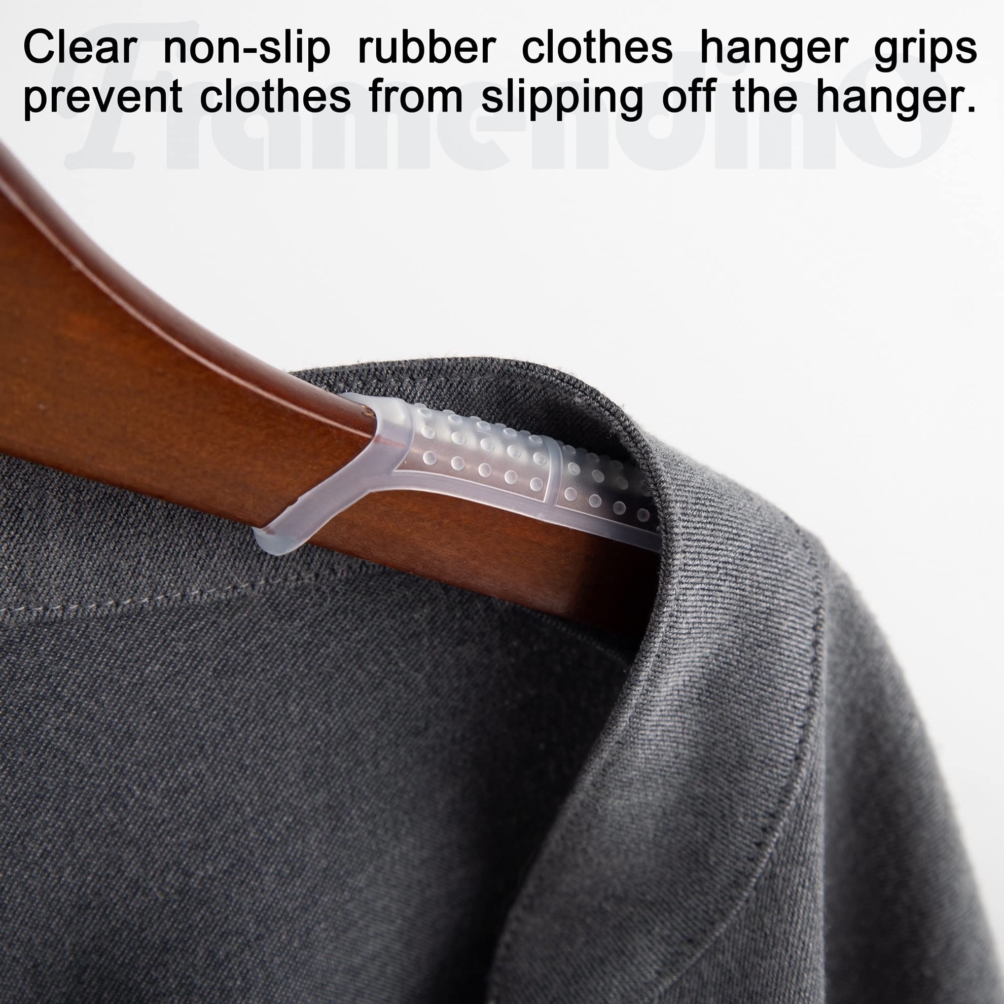 Framendino, 100 Pack Clear Non-Slip Rubber Clothes Hanger Grips Clothing Hanger Strips Clothes Hanging Accessories