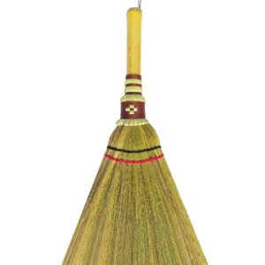 Handmade,Natural Grass Asian, Whisk Broom Thai, Handle Bamboo, Soft Brush Mini with Solid Wood Handle Retro Nature No Static Electricity Sweeping 13in