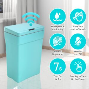 BLKMTY 13 Gallon Trash Can with Lid, Blue, Polypropylene, 13.0 Gallons, Touchless Trash Can, Automatic Garbage Bin, No Odor, Healthy Life