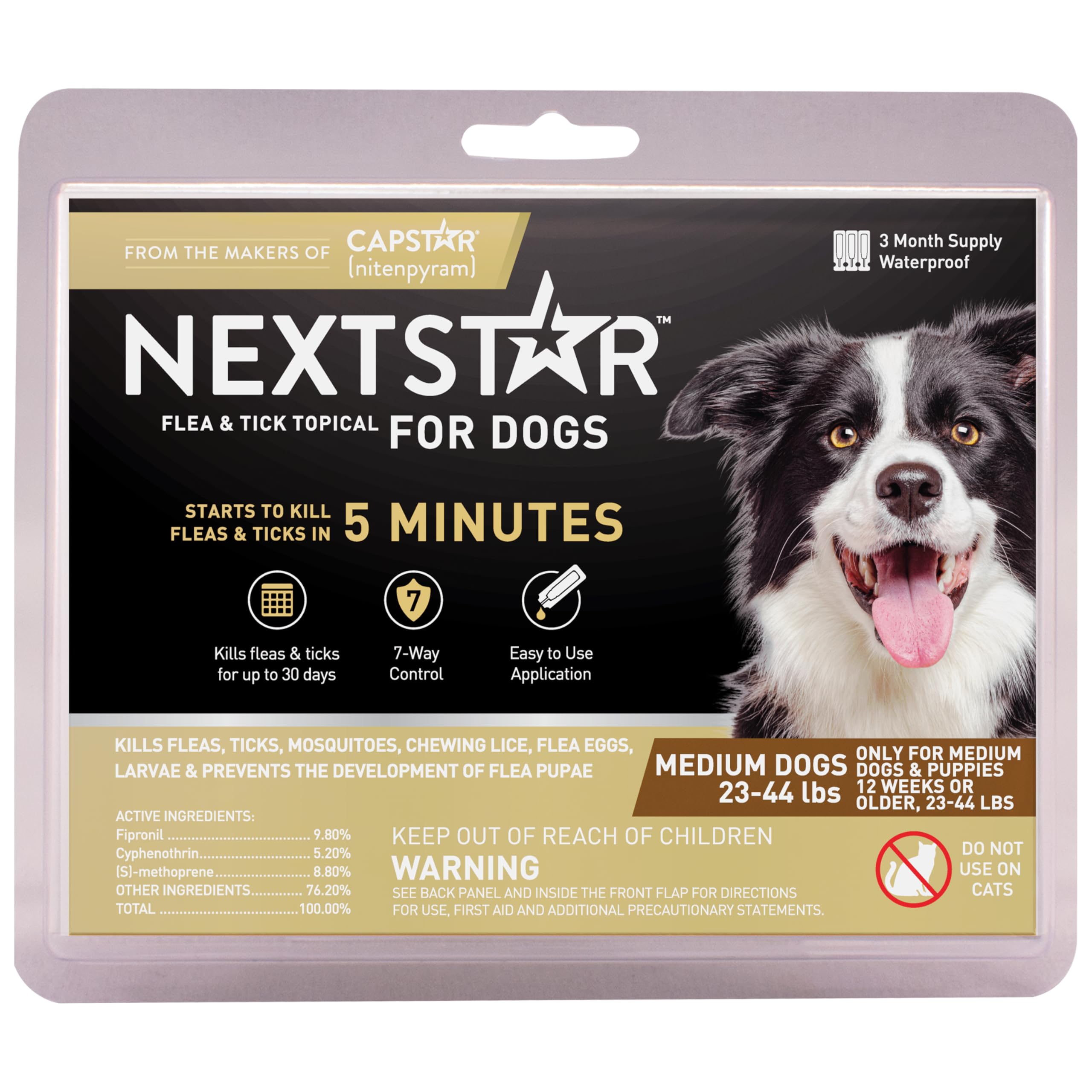 NEXTSTAR Flea And Tick Prevention For Dogs, Repellent, Treatment, and Control, Fast Acting Waterproof Topical Drops for Small, Medium and Large Dog and Puppies, 3 Monthly Doses