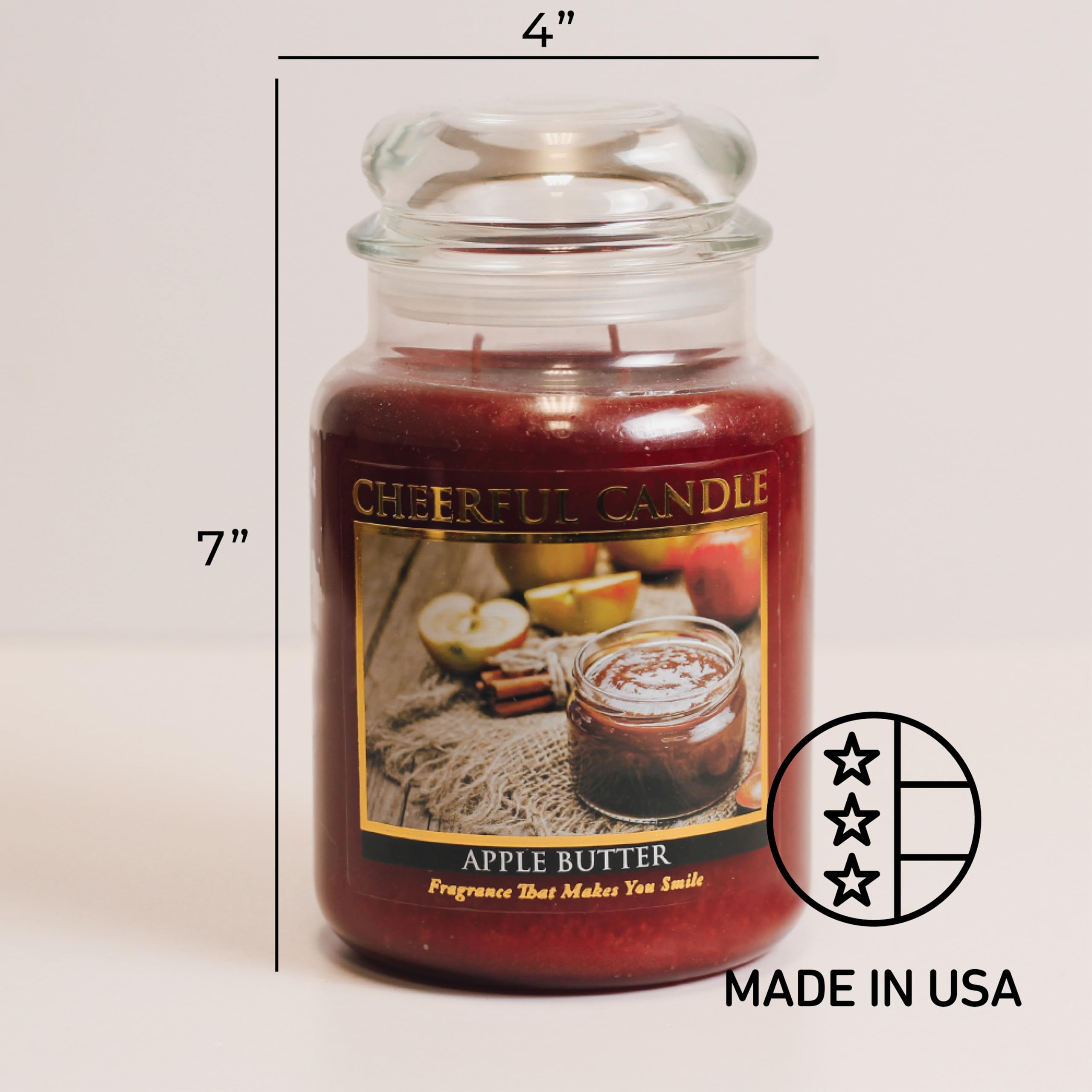 A Cheerful Giver - Apple Butter Scented Glass Jar Candle (24 oz) with Lid & True to Life Fragrance Made in USA