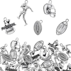 70 pieces football charms mixed silver football player's bat beads pendants necklace crafting sport charms jewelry making findings accessory diy necklace bracelet