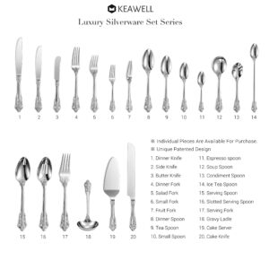 KEAWELL Luxury Dinner Spoon, Set of 4, 18/10 Stainless Steel Tablespoons, Silverware Spoon Set, Mirror Polished, 7.8 Inches (Silver)