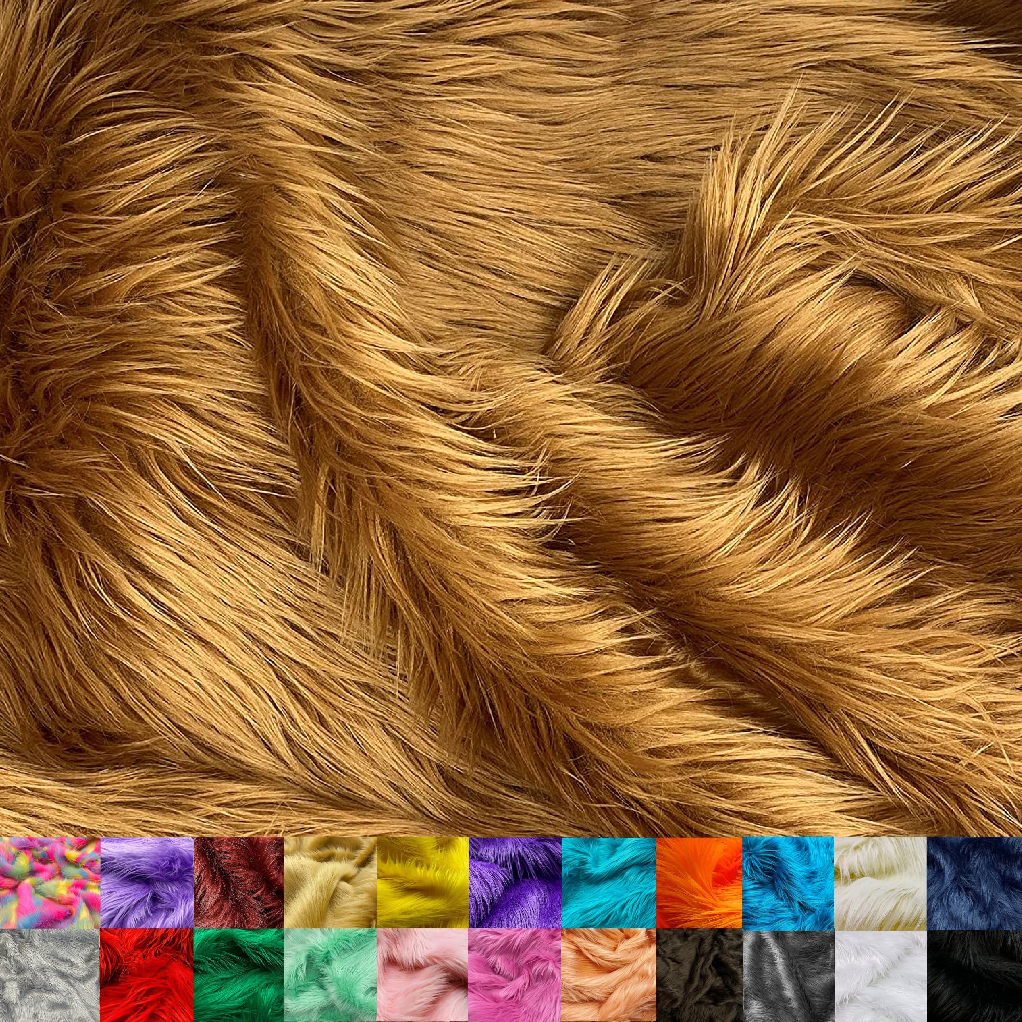 Ice Fabrics Faux Fur Fabric by The Yard - 60 Inches Wide Super Soft and Fluffy Shaggy Mohair Fur Fabric for Costumes, Apparel, Rugs, Pillows, Decorations and More - Light Brown - Half Yard