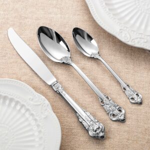 KEAWELL Luxury Dinner Spoon, Set of 4, 18/10 Stainless Steel Tablespoons, Silverware Spoon Set, Mirror Polished, 7.8 Inches (Silver)