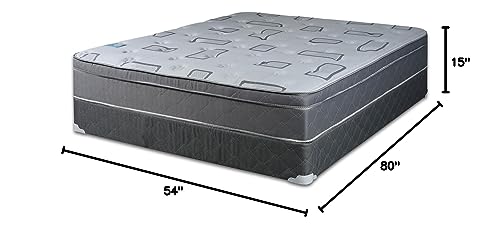 Nutan, 11" Medium Plush Hybrid Euro Top Foam Encased Innerspring Mattress and 4" Wood Box Spring for Mattress, Full XL