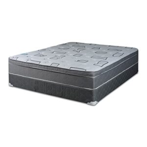 Nutan, 11" Medium Plush Hybrid Euro Top Foam Encased Innerspring Mattress and 4" Wood Box Spring for Mattress, Full XL