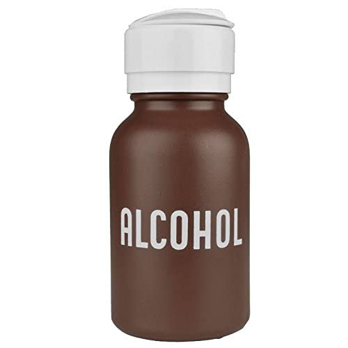 Menda 35601 HDPE 8oz Alcohol Dispensing Bottle, with Lasting-Touch Pump, Brown (1-Pack), 35601-1