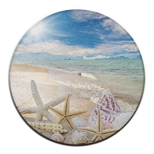 Luxury Soft Round Area Rug Home Decor for Bedroom Living Room Office, Ocean Beach Starfish Seashells Nature Starfish Shells, Fashion Throw Rug Circle Carpet, 2ft Diameter