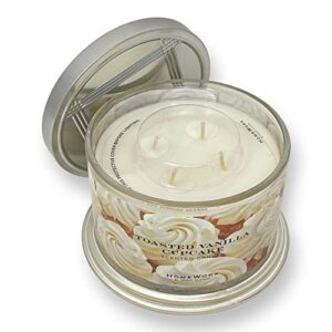 HomeWorx by Harry Slatkin 4 Wick Candle, 18 oz, Toasted Vanilla Cupcake Candle