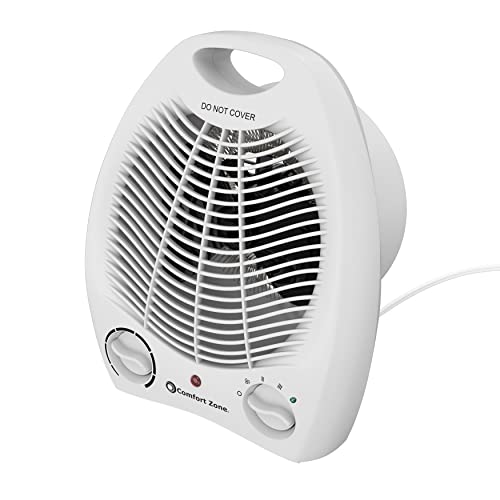 Comfort Zone Electric Fan-Forced Portable Space Heater with Adjustable Thermostat, Overheat Sensor, Tip-Over Switch, & Heat Resistant Housing, Ideal for Home, Bedroom, & Office, 1,500W, CZ40E