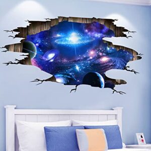 Blue Purple Galaxy Wall Decals, Removable Sticker,The Art Magic 3D Milky Way Dreamscape Home Decor (4 Sheets)