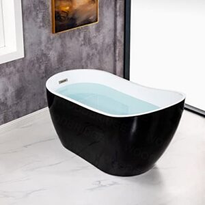 WOODBRIDGE 54" Acrylic Freestanding Bathtub Contemporary Soaking Black Tub with Matte Black Overflow and Drain，BTA1807-BN