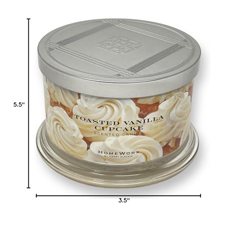 HomeWorx by Harry Slatkin 4 Wick Candle, 18 oz, Toasted Vanilla Cupcake Candle