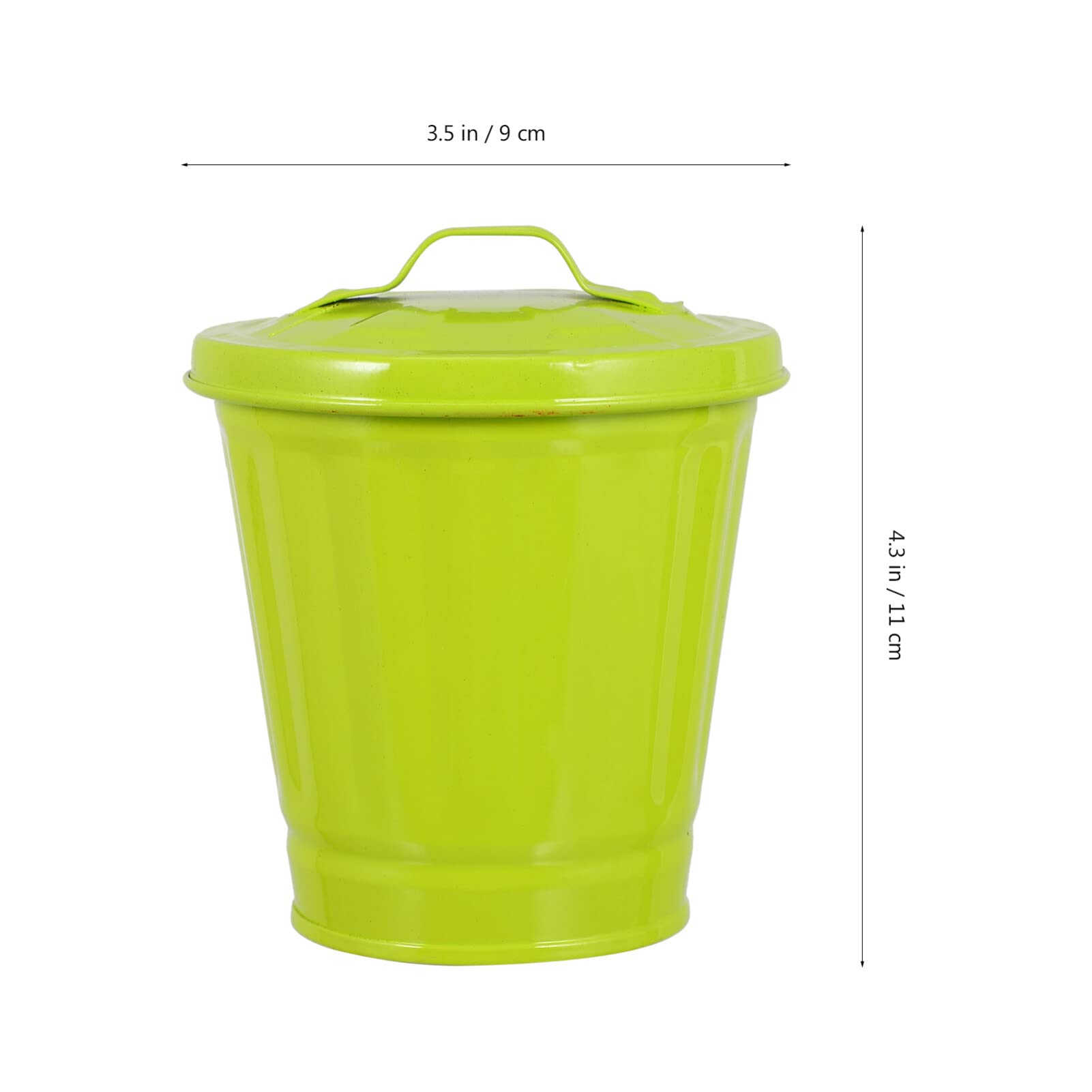 iplusmile Trash Can with Lid, Wastebasket Trash Container Metal Utility Pail Desktop Table Garbage Waste Paper Trash Can for Classroom Green