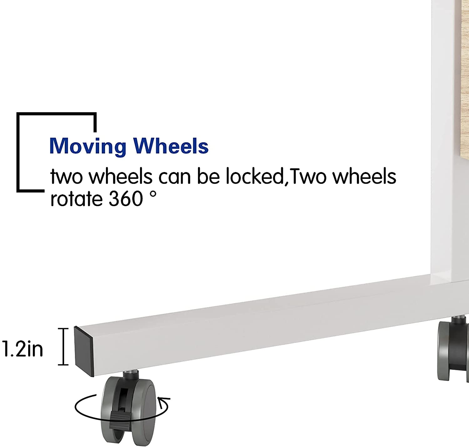 soges Mobile Side Table 31.5 '' End Table Sofa Table with Slot & Wheels Computer Desk Adjustable Movable Laptop Computer Stand Office Side Table,White Maple