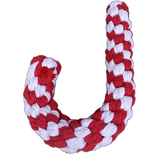 AOOF Christmas Pet Dog Chew Toy, Cotton Rope Ball, Puppy Dog Dental Care, Teeth Cleaning Training Tool (Color : S)