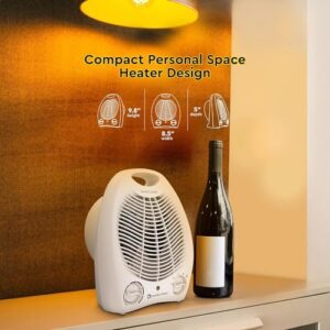 Comfort Zone Electric Fan-Forced Portable Space Heater with Adjustable Thermostat, Overheat Sensor, Tip-Over Switch, & Heat Resistant Housing, Ideal for Home, Bedroom, & Office, 1,500W, CZ40E