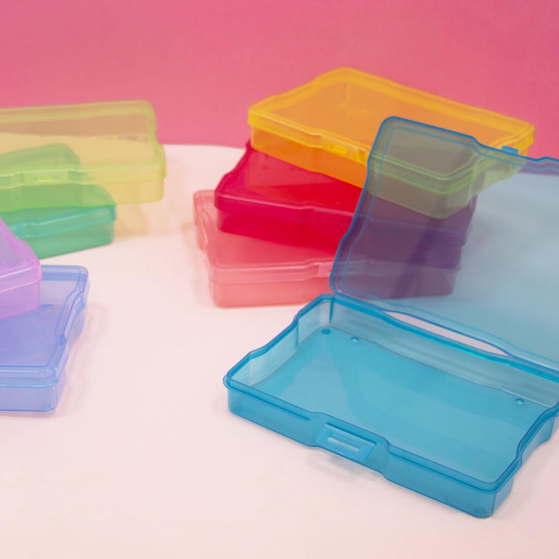 Craftelier - Portable Transparent Storage Box with 16 Mini Translucent Coloured Boxes for Scrapbooking and other Craft Supplies | Includes Snap Closure | Size Approx. 38,10 x 32,30 x 12,70 cm