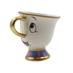 Beauty & The Beast Cartoon Chip Tea Cup 3D Sculpted Ceramic Coffee Mug, 8 Ounces, Officially Licensed, Princess Collectible Novelty Gift