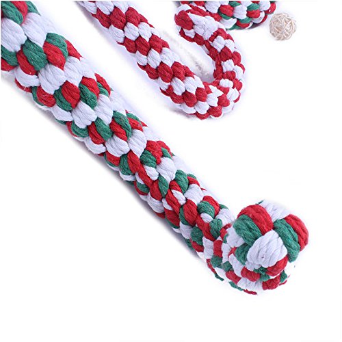 AOOF Christmas Pet Dog Chew Toy, Cotton Rope Ball, Puppy Dog Dental Care, Teeth Cleaning Training Tool (Color : S)