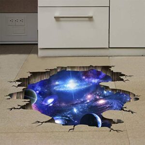 Blue Purple Galaxy Wall Decals, Removable Sticker,The Art Magic 3D Milky Way Dreamscape Home Decor (4 Sheets)