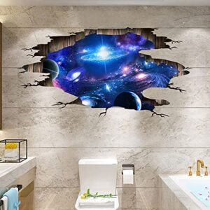 Blue Purple Galaxy Wall Decals, Removable Sticker,The Art Magic 3D Milky Way Dreamscape Home Decor (4 Sheets)