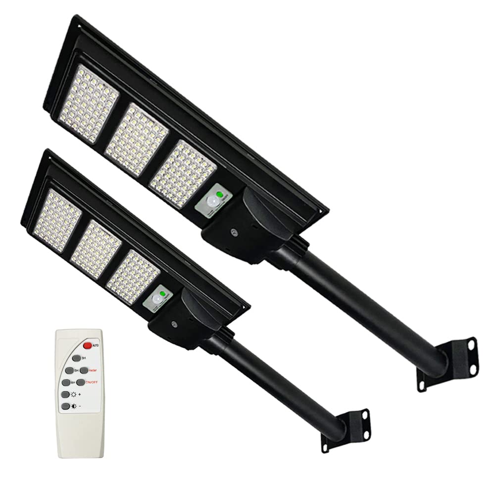 GLW 250W Solar Street Light Dusk to Dawn Solar Outdoor Lights with Motion Sensor for Street,Yard,Parking Lot (2 Pack)