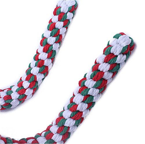 AOOF Christmas Pet Dog Chew Toy, Cotton Rope Ball, Puppy Dog Dental Care, Teeth Cleaning Training Tool (Color : S)