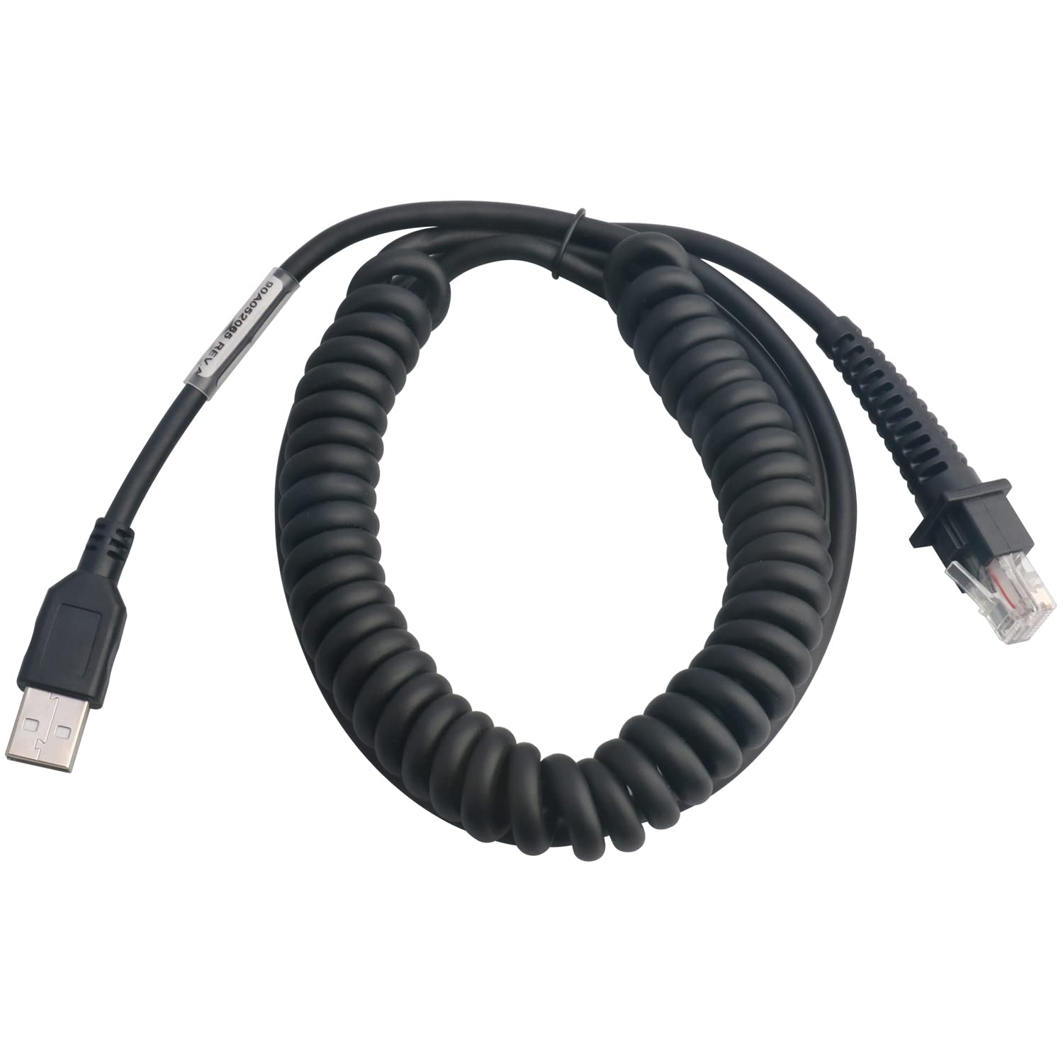 VOTTAN USB Cable Coiled 3 Meter, Type A USB to RJ45 Barcode Scanner Cable for Datalogic GD/GM/QD/QM Series GD4330 GD4430 (3M / 9FT Coiled USB Port)